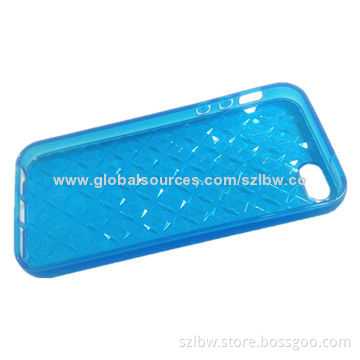Grid Pattern Translucent TPU Protective Case with Anti-dust Plug for iPhone 5 & 5S
